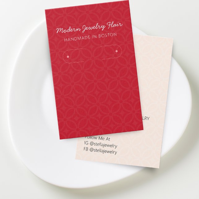 Cartes De Visite Modern Pattern Red Hoop Earring Display Card (Modern Pattern Red Hoop Earring Display Card)