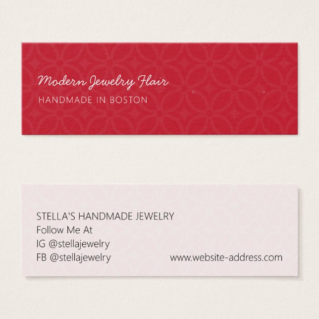 Cartes De Visite Modern Pattern Red Stud Earring Display Card (Devant & derrière)