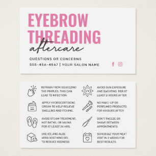Cartes De Visite Modern Pink Simple Eyebrow Threading Aftercare