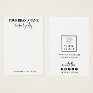 Cartes De Visite Modern Script Add Logo White Earring Display Cards