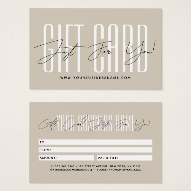 Cartes De Visite Modern script typography business gift card  (Devant & derrière)