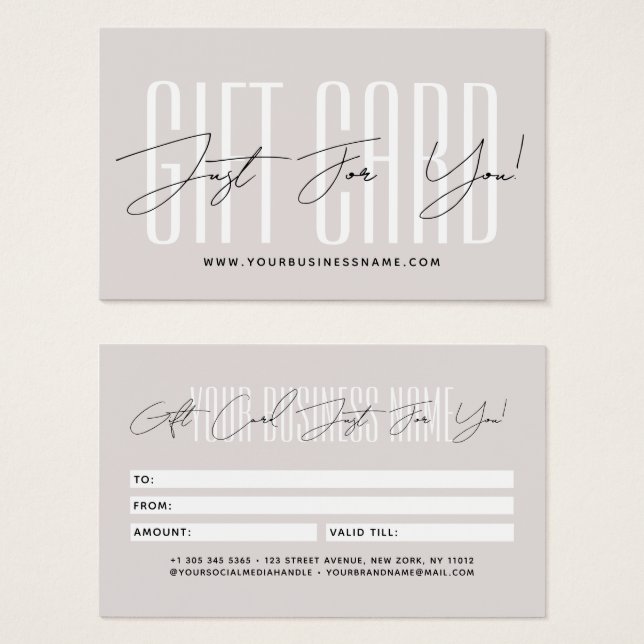 Cartes De Visite Modern script typography business gift card  (Devant & derrière)