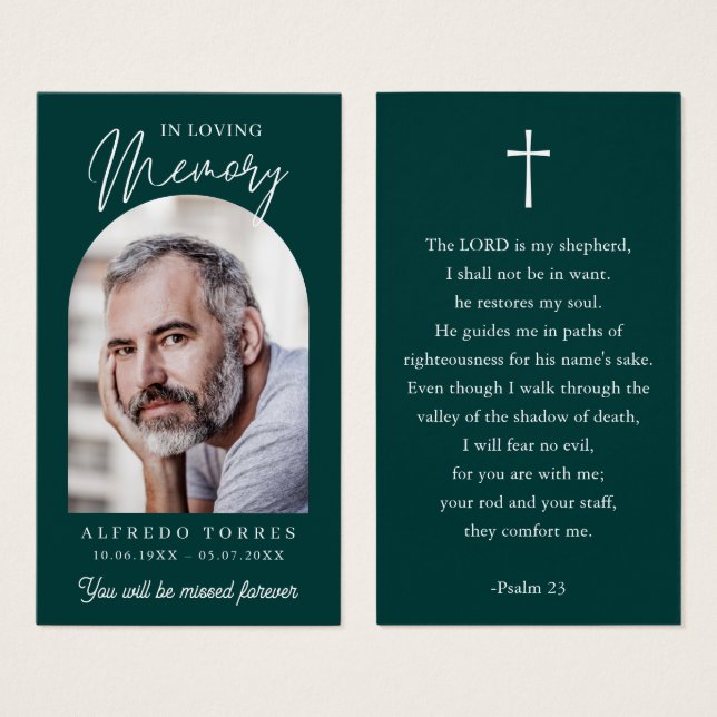 Cartes De Visite Modern Simple Photo Funeral Memorial Prayer Cards (Devant & derrière)
