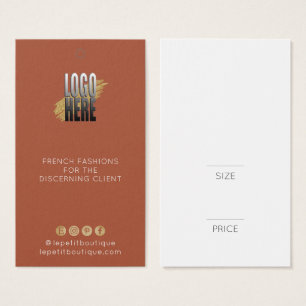 Cartes De Visite Modern Terracotta Clothing Price tag with logo