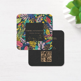 Cartes De Visite Modern Tropical Floral Square Business Card