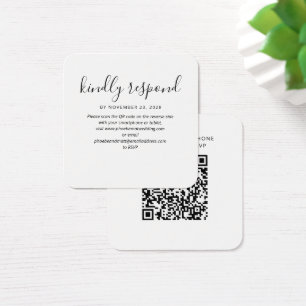 Cartes De Visite Moderne Elegant QR Code RSVP Mariage Website