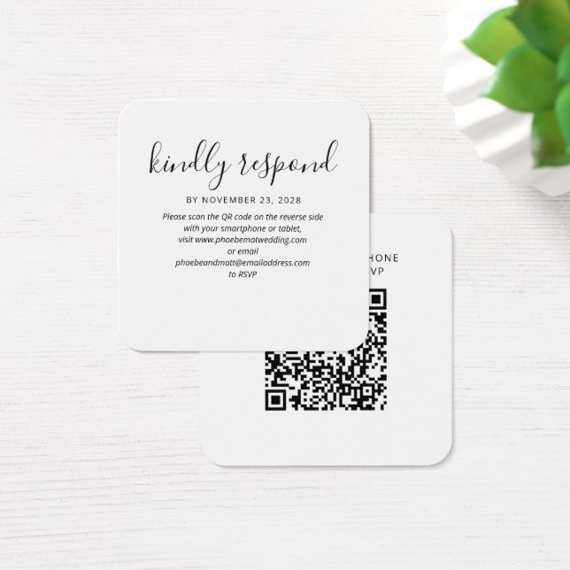 Cartes De Visite Moderne Elegant QR Code RSVP Mariage Website (Bureau)