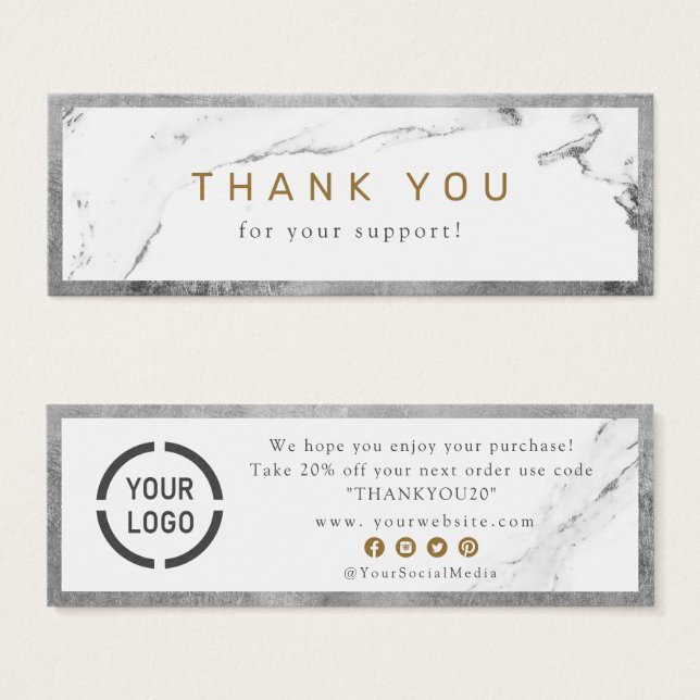 Cartes De Visite Moderne faux argent marbre luxe affaires merci (Devant & derrière)