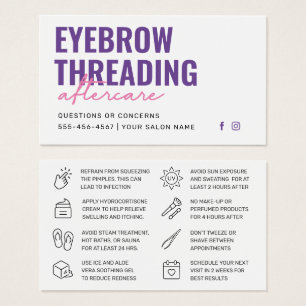 Cartes De Visite Moderne Purple Simple Eyebrow Threading Aftercare