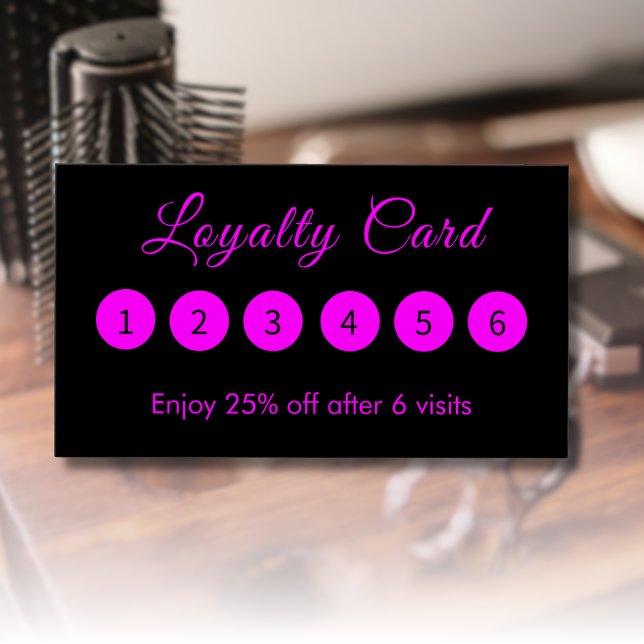Cartes De Visite Moderne Simple élégante Magenta Black Loyalty Cart (Créateur téléchargé)