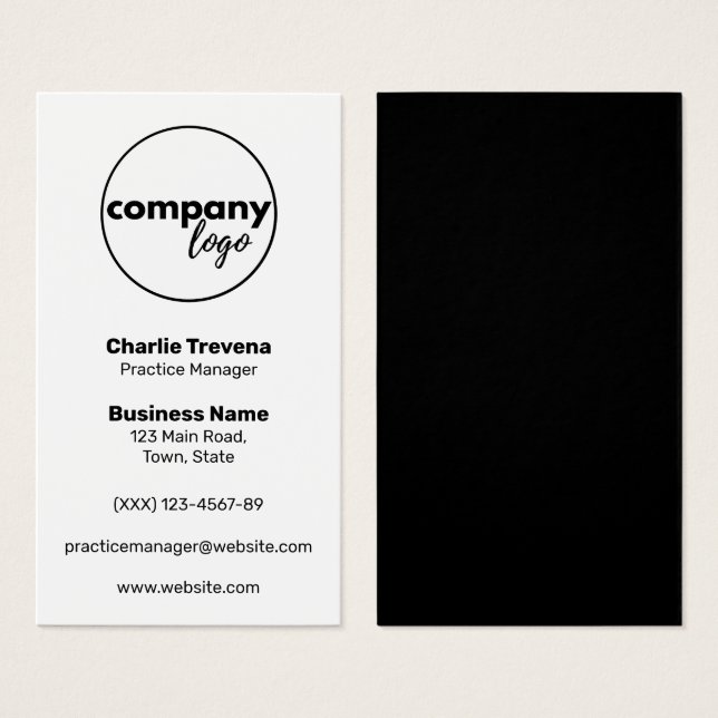 CARTES DE VISITE MODERNE SIMPLE NOIR BLANC PROPRE MARQUE DE LOGO VE (Devant & derrière)