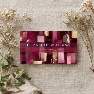 Cartes de visite modernes abstraites or rose viole