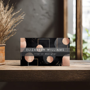 Cartes de visite modernes abstraites Rose Gold Noi