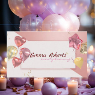 Cartes de visite modernes ballons roses blancs
