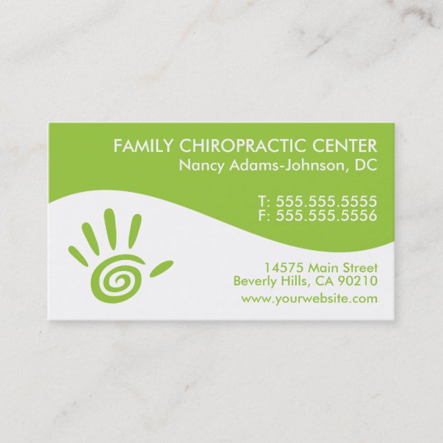 Cartes de visite modernes de chiropractie de (Devant)