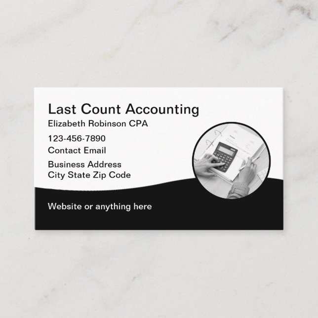Cartes de visite modernes de comptabilité CPA mode (Devant)