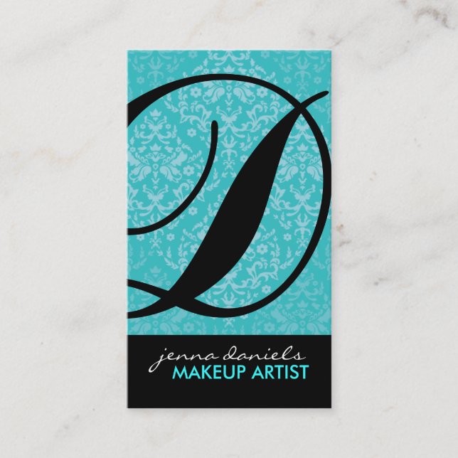 Cartes de visite modernes de monogramme de damassé (Devant)