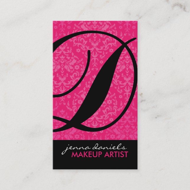 Cartes de visite modernes de monogramme de damassé (Devant)