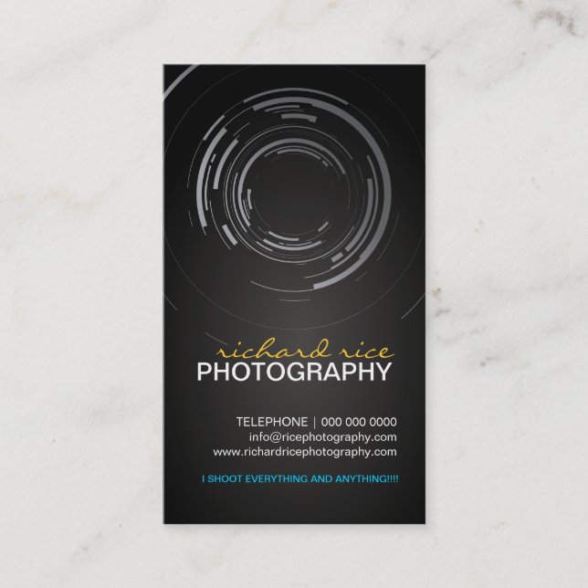 Cartes de visite modernes de photographe (Devant)