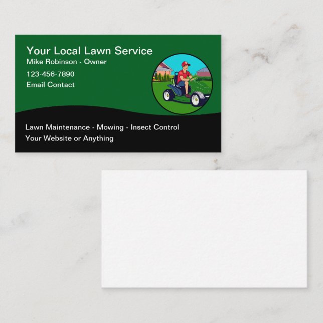 Cartes de visite modernes de service de pelouse un (Devant / Derrière)