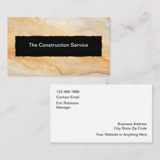 Cartes de visite modernes de services de construct (Devant / Derrière)
