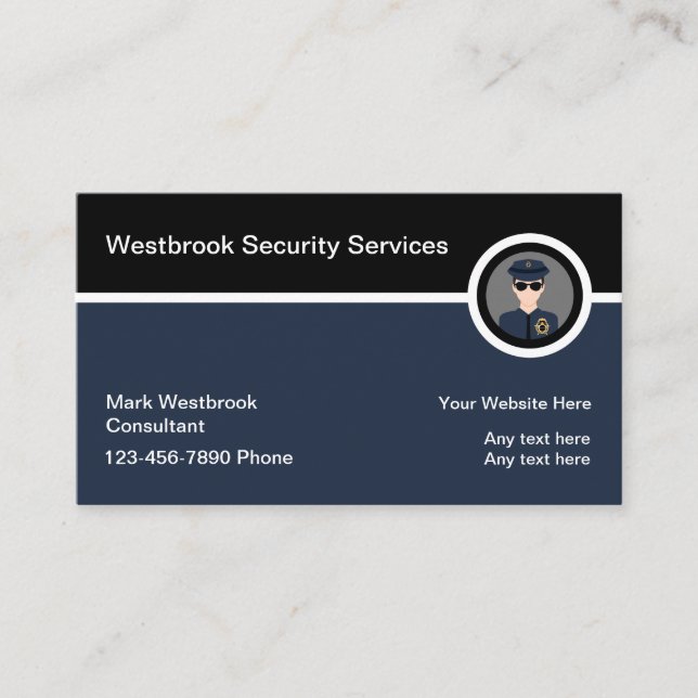 Cartes de visite modernes des services de sécurité (Devant)