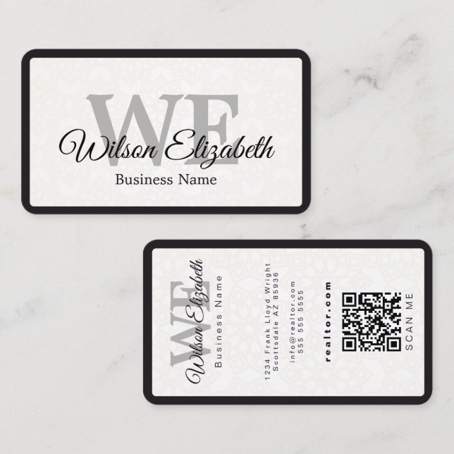 Cartes de visite modernes élégantes avec QR code e (Devant / Derrière)