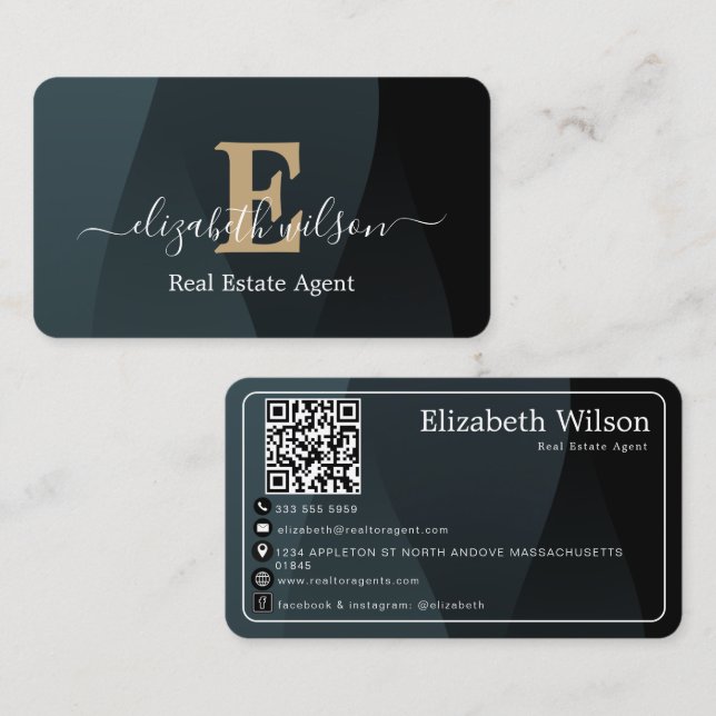 Cartes de visite modernes élégantes avec QR code e (Devant / Derrière)