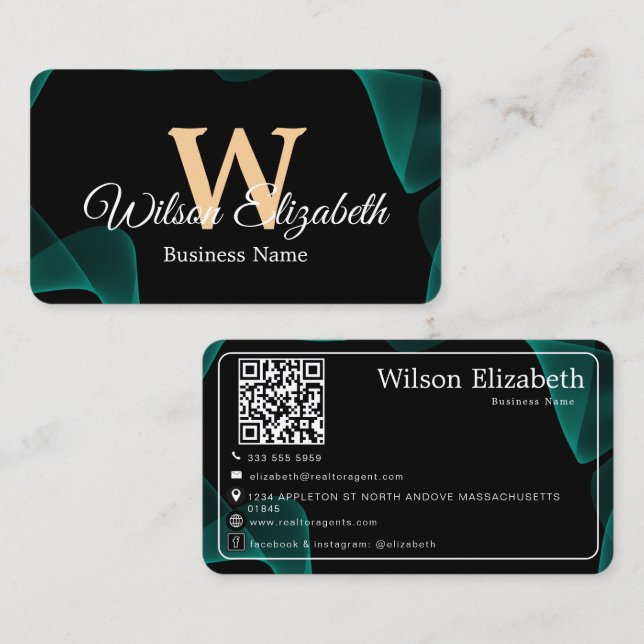 Cartes de visite modernes élégantes avec QR code p (Devant / Derrière)