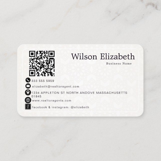 Cartes de visite modernes élégantes avec QR code p (Dos)