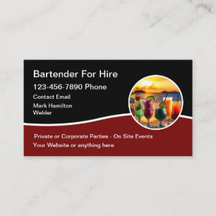 Cartes de visite modernes et cool pour barman à lo