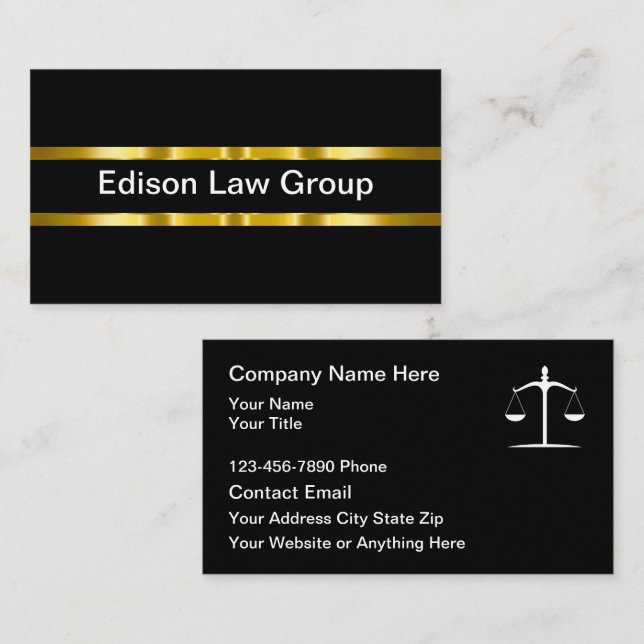 Cartes de visite modernes et élégantes pour Avocat (Devant / Derrière)