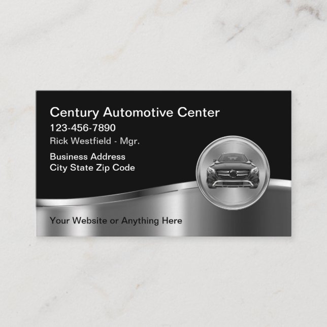 Cartes de visite modernes et élégantes pour l'auto (Devant)