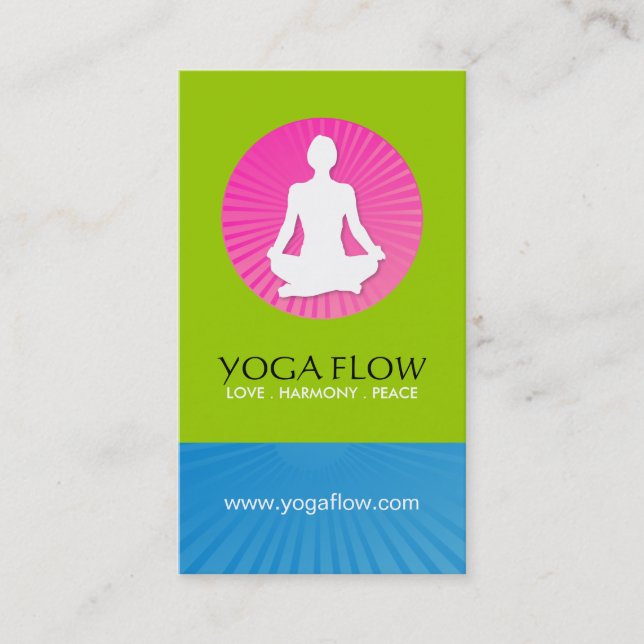 Cartes de visite modernes lumineux de yoga (Devant)