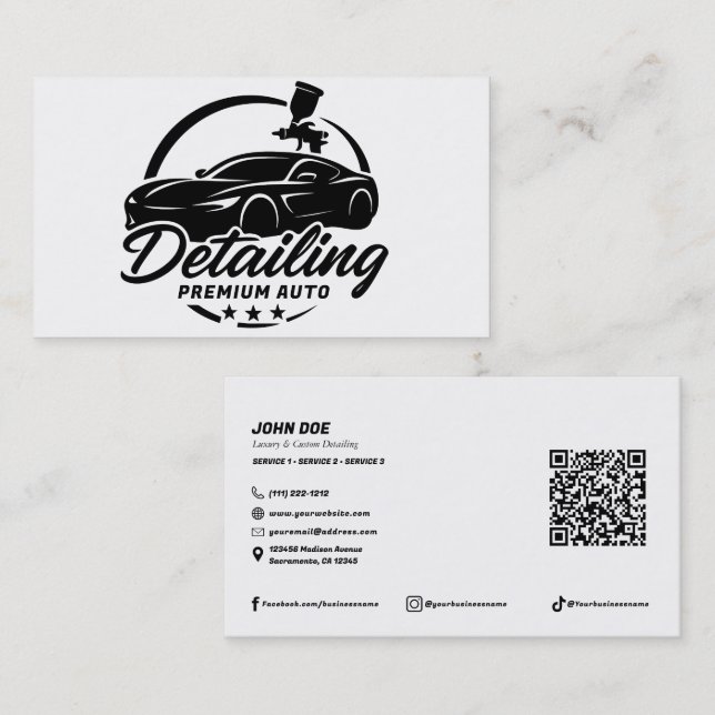 Cartes de visite modernes pour atelier de carrosse (Devant / Derrière)