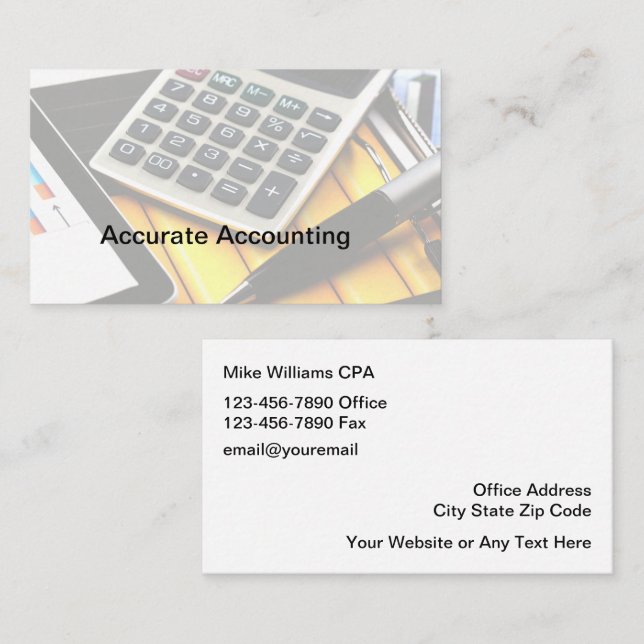 Cartes de visite modernes pour comptable CPA (Devant / Derrière)