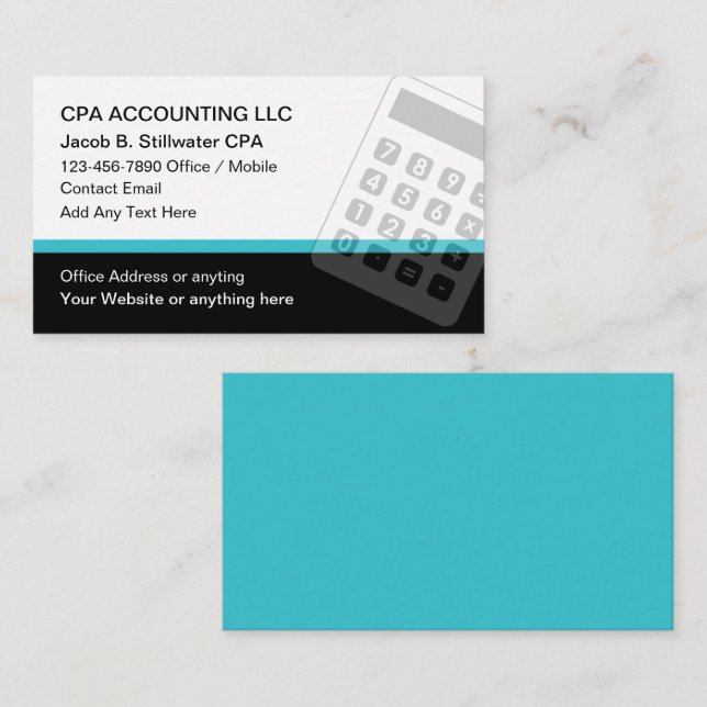 Cartes de visite modernes pour comptable CPA (Devant / Derrière)