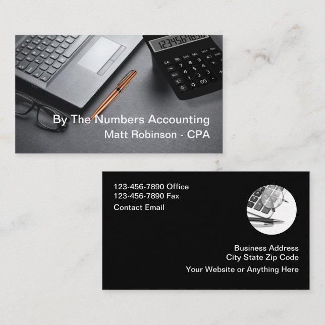 Cartes de visite modernes pour comptable CPA (Devant / Derrière)