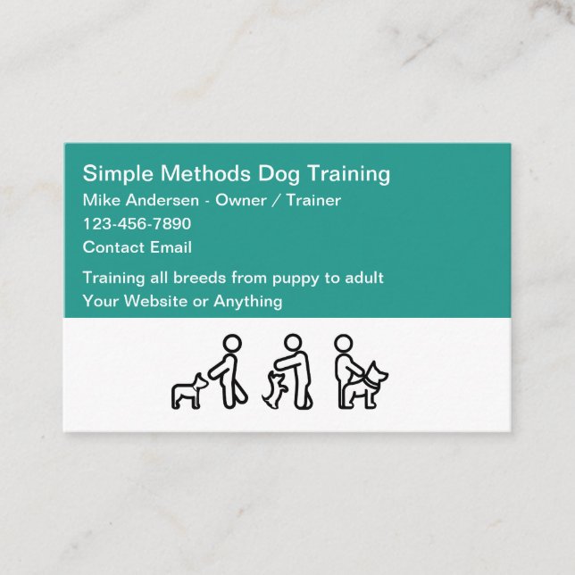 Cartes de visite modernes pour entraîneurs de chie (Devant)