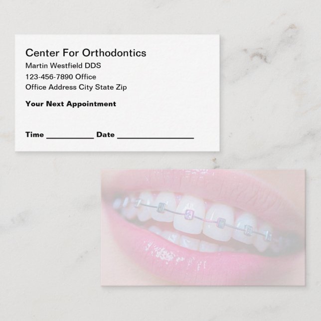 Cartes de visite modernes pour orthodontiste  (Devant / Derrière)