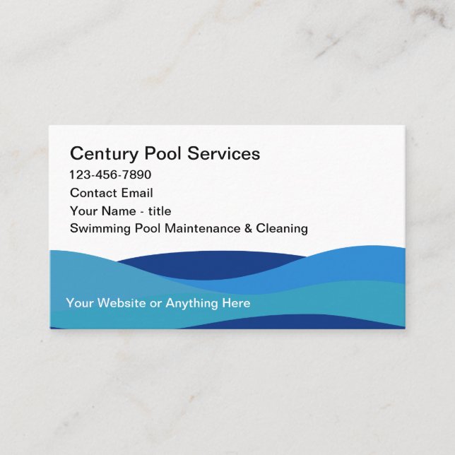 Cartes de visite modernes pour piscine (Devant)