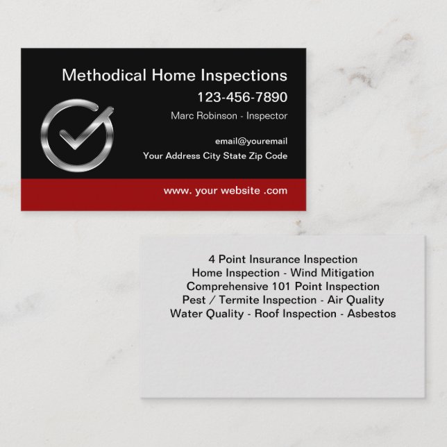 Cartes de visite modernes pour services d'inspecti (Devant / Derrière)
