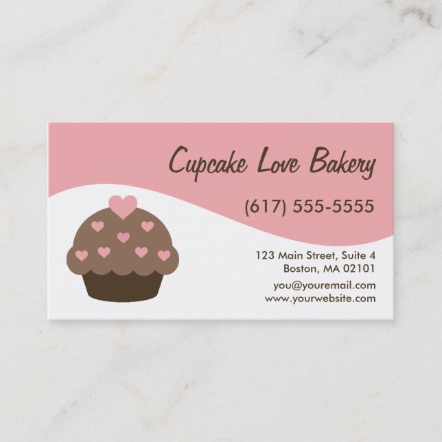 Cartes de visite modernes roses de petit gâteau de (Devant)
