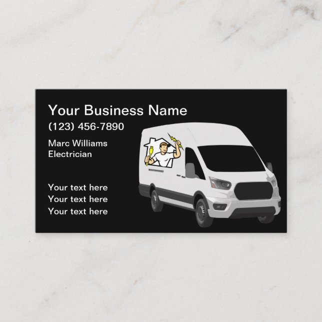 Cartes de visite modifiables de service d'électric (Devant)