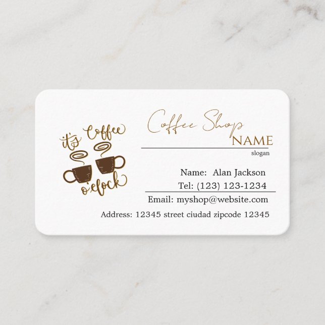 cartes de visite modifiables pour salon de café (Devant)