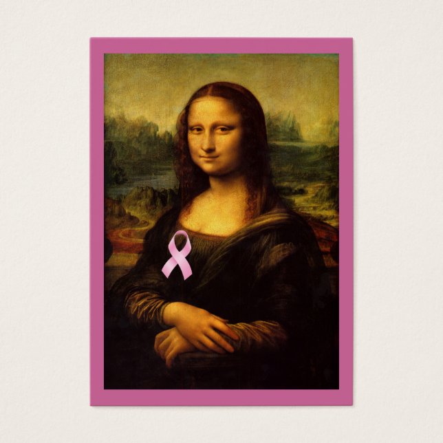 Cartes De Visite Mona Lisa Au Ruban Rose (Devant)