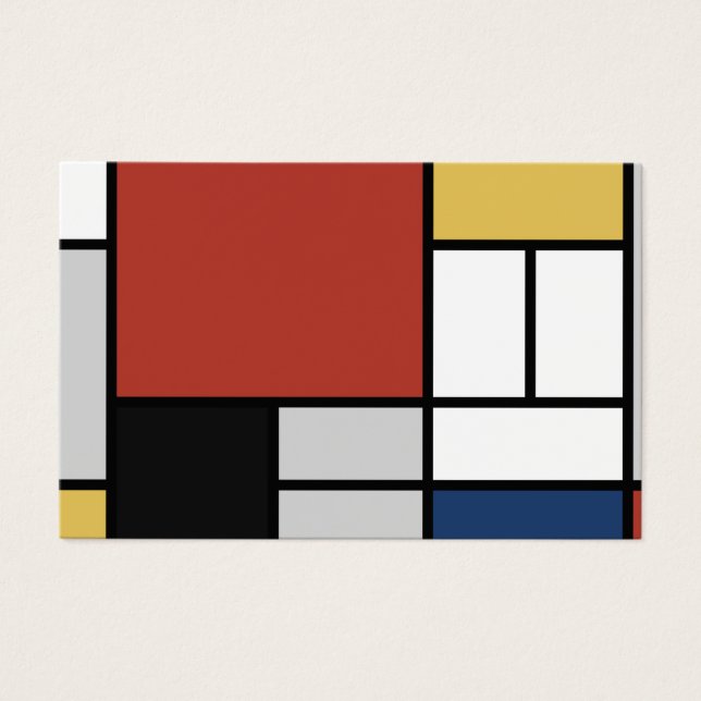 Cartes De Visite Mondrian Peinture Rouge Plane Jaune Noir Gris Bleu (Devant)