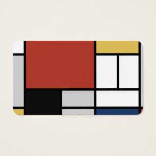 Cartes De Visite Mondrian Peinture Rouge Plane Jaune Noir Gris Bleu