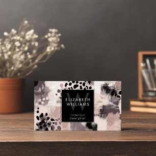 Cartes de visite monochromes abstraites rose foncé