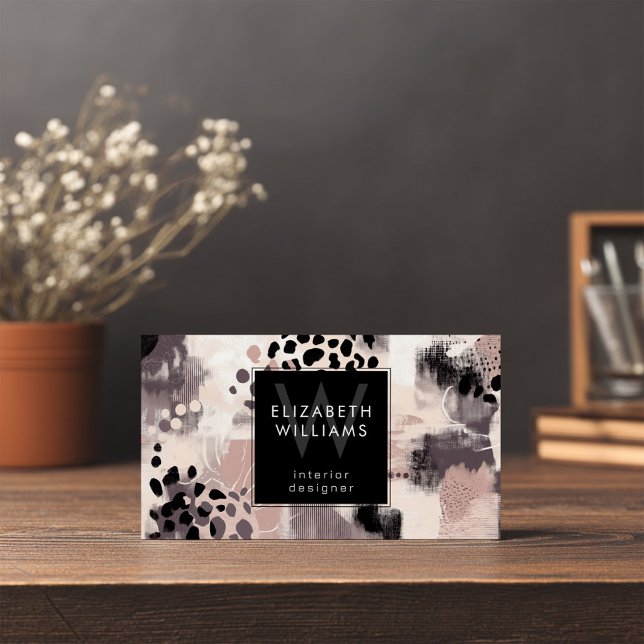 Cartes de visite monochromes abstraites rose foncé (Créateur téléchargé)